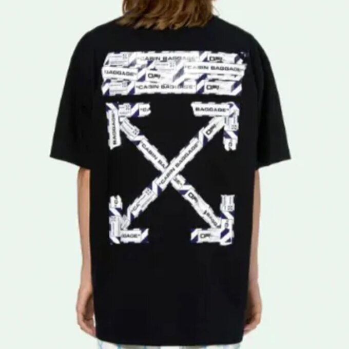 C/O Virgil Abloh Men’ s Black Airport Tape Over Tee