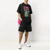 Caravaggio Painting Pattern Solid Color Short Sleeve Loose Fit Black