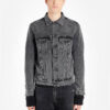 Pattern Arrow Printing Splicing Pattern Denim Jacket Gray
