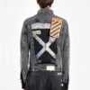 Pattern Arrow Printing Splicing Pattern Denim Jacket Gray