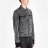Pattern Arrow Printing Splicing Pattern Denim Jacket Gray