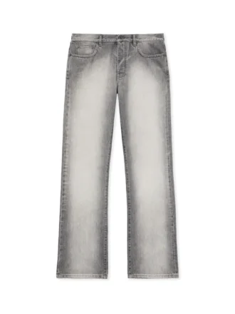 Diagonal Embroidery Slim Relaxed Jeans
