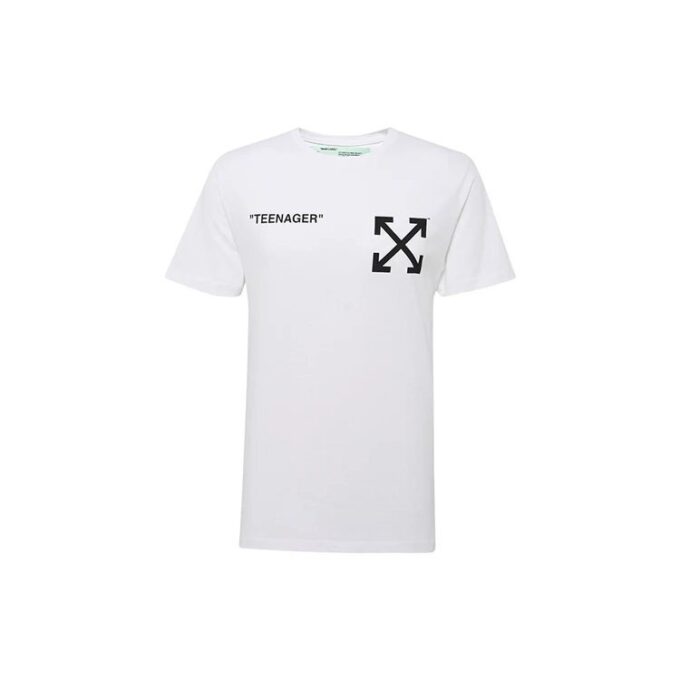 C/O Virgil Abloh Men’ s White Flamed Bart Short Sleeve Slim Tee