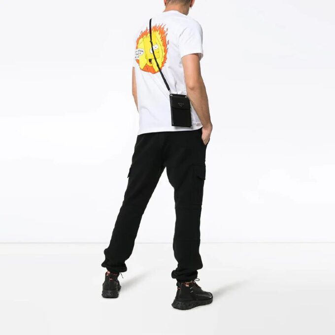 C/O Virgil Abloh Men’ s White Flamed Bart Short Sleeve Slim Tee