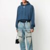 Logo Applique Hooded Sweater Men’ s Blue