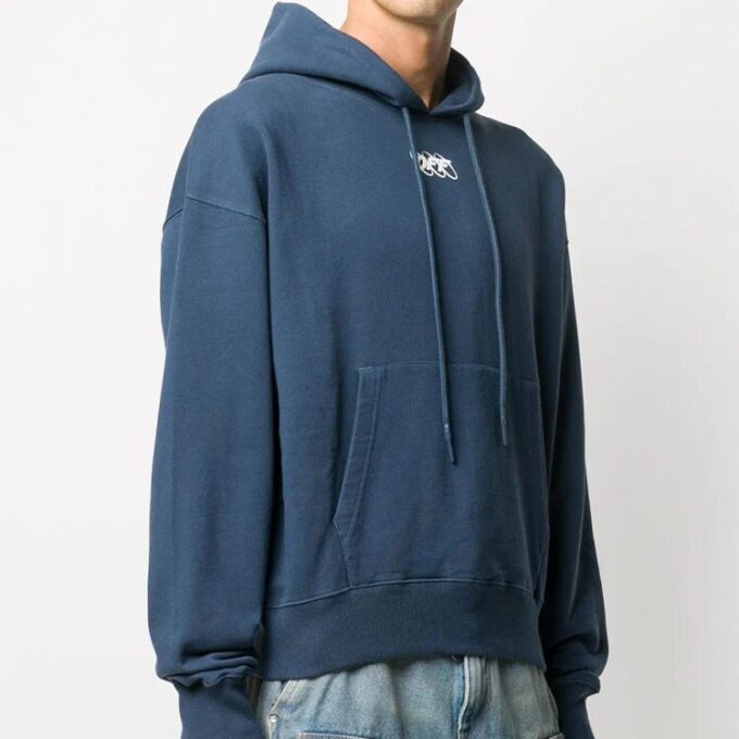 Logo Applique Hooded Sweater Men’ s Blue