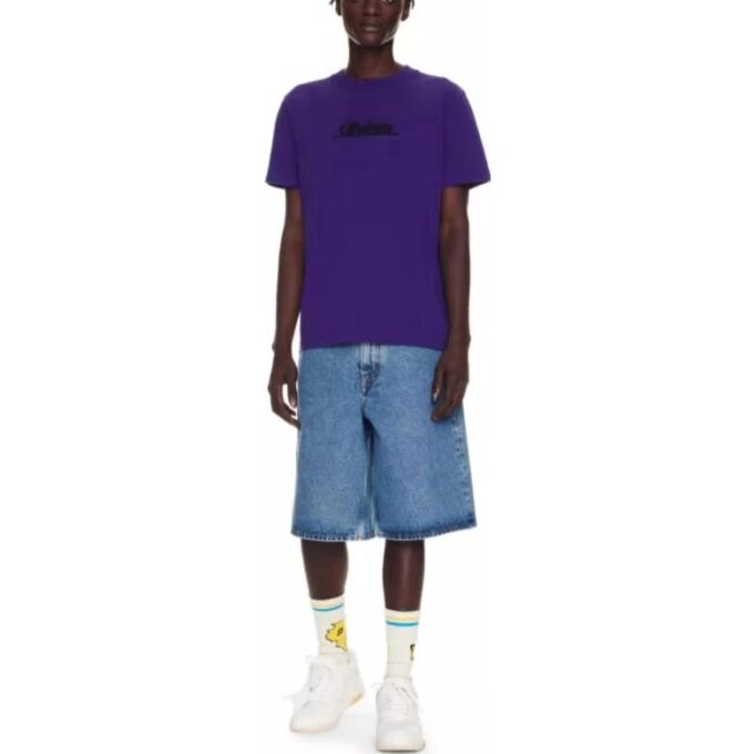 Logo-Embroidered Cotton T-shirt “Dark Purple”