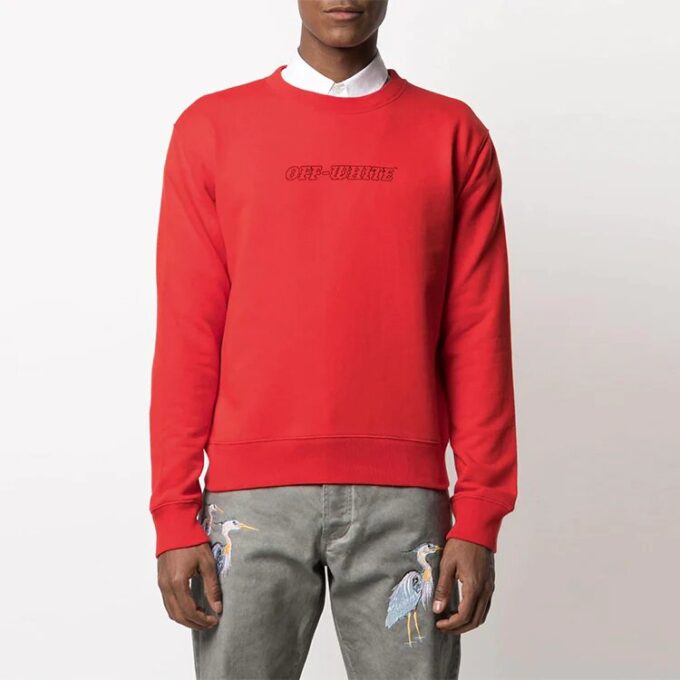 Logo Embroidered Long Sleeves Round Neck Version Red