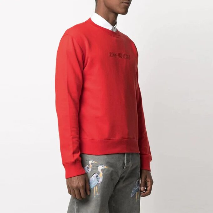 Logo Embroidered Long Sleeves Round Neck Version Red