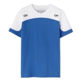 logo-print Colour Block T-shirt “Blue White”