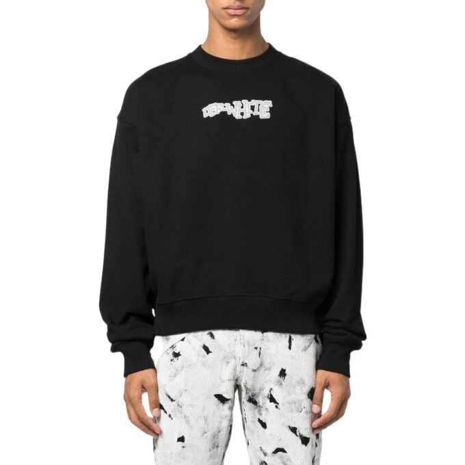 Logo Print Crew Neck Sweatshirt “Black”