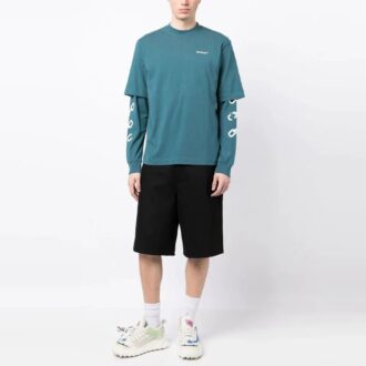 Logo-Print Knee-Length Shorts “Black”