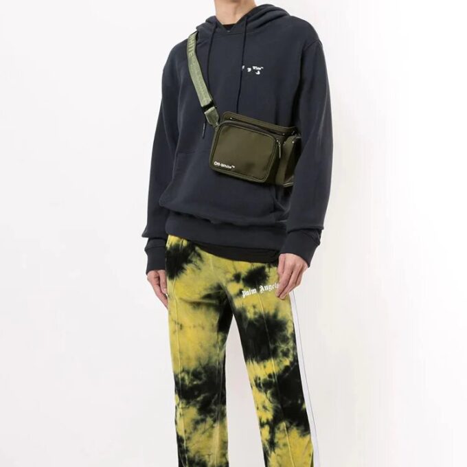 Logo Printing Hooded Pullover Men Black
