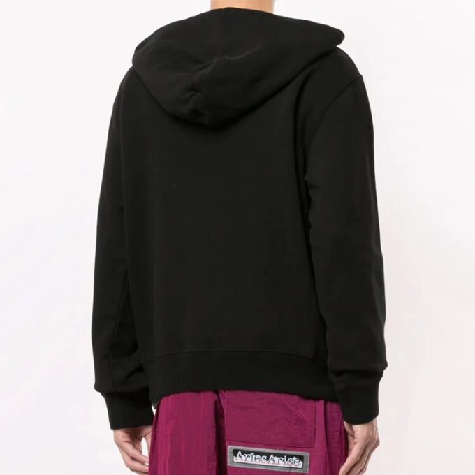 Logo Printing Hooded Pullover Men Black