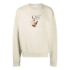 Logo Printing Round Neck Pullover Long Sleeves Version Creamy White