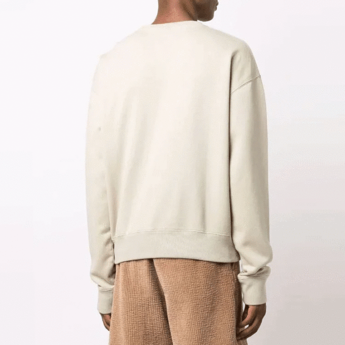 Logo Printing Round Neck Pullover Long Sleeves Version Creamy White