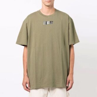 Logo Printing Round Neck Pullover Short Sleeve Loose Version Green