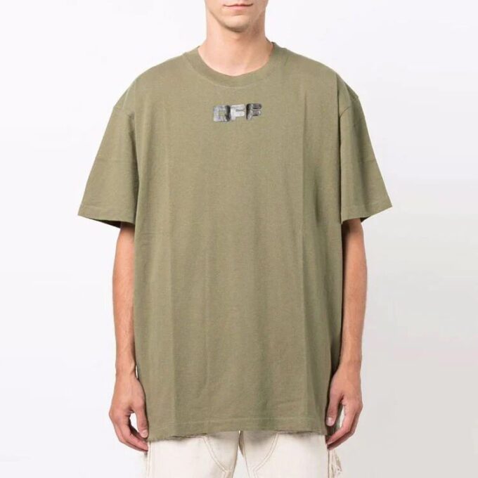 Logo Printing Round Neck Pullover Short Sleeve Loose Version Green