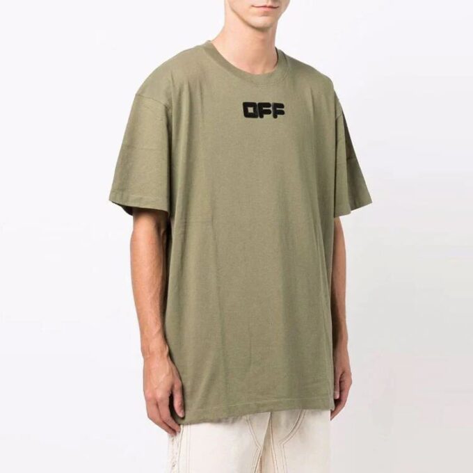 Logo Printing Round Neck Pullover Short Sleeve Loose Version Green
