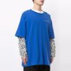 Logo Printing Round Neck Short Sleeve Loose Fit Blue