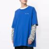 Logo Printing Round Neck Short Sleeve Loose Fit Blue