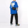 Logo Printing Round Neck Short Sleeve Loose Fit Blue