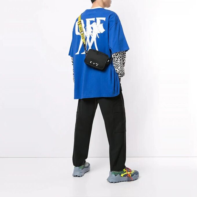 Logo Printing Round Neck Short Sleeve Loose Fit Blue