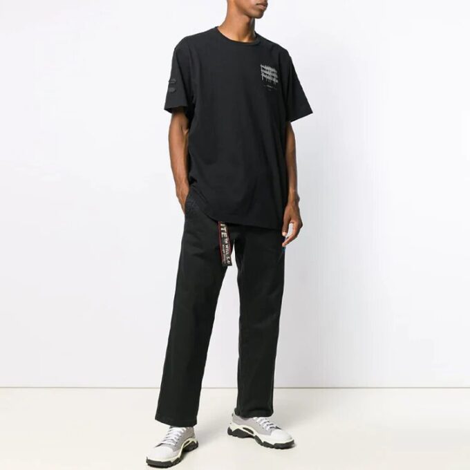 Logo Printing Short Sleeve Black T-Shirt