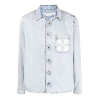 Logo Printing Solid Color Long Sleeves Shirt Blue