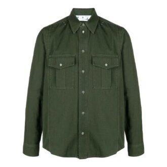 Logo Printing Solid Color Long Sleeves Shirt Version Green