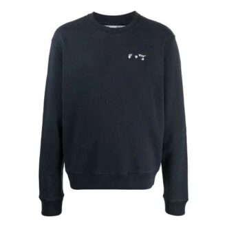 logo Round Neck Pullover Long Sleeves Navy Blue