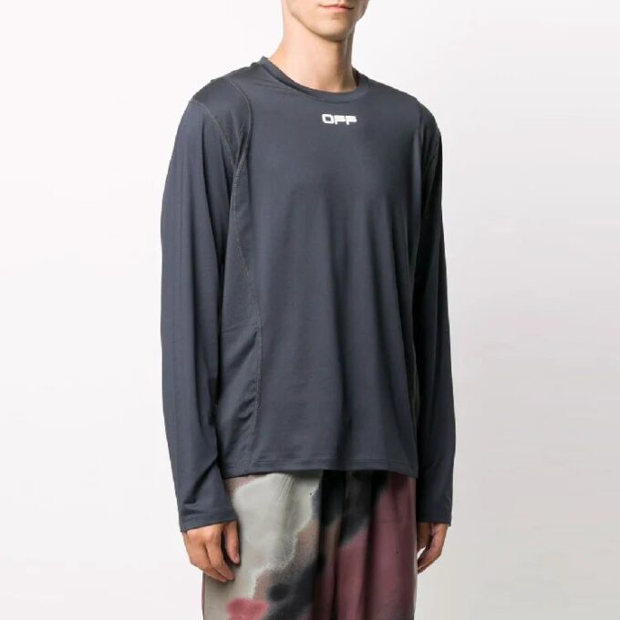 Logo Round Neck Pullover Long Sleeves Version Gray