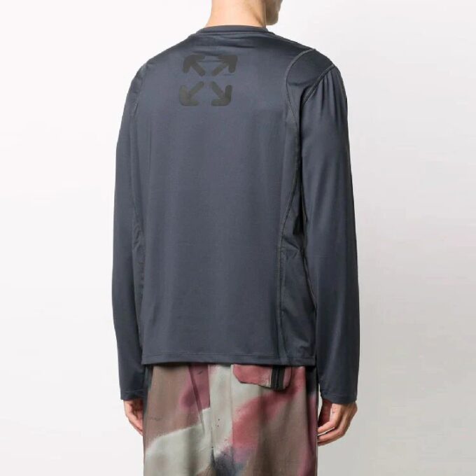 Logo Round Neck Pullover Long Sleeves Version Gray