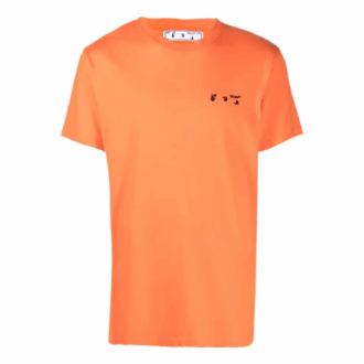 Logo Round Neck Short Sleeve Ordinary Version Orange