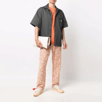 Logo Round Neck Short Sleeve Ordinary Version Orange
