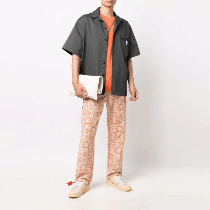 Logo Round Neck Short Sleeve Ordinary Version Orange