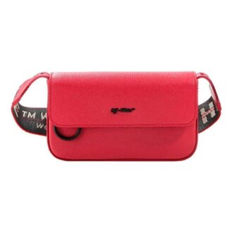 logo Shoulder Strap Leather Red Messenger Bag
