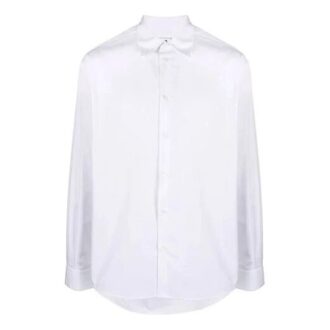 Logo Solid Color lapel Long Sleeves Shirt Version White