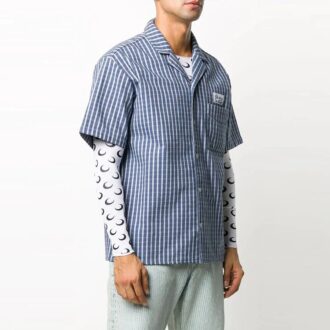 Logo Stripe Short Sleeve Shirt Version Blue