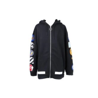 Long-Sleeve Hooded Zip-up Fleece Men Black