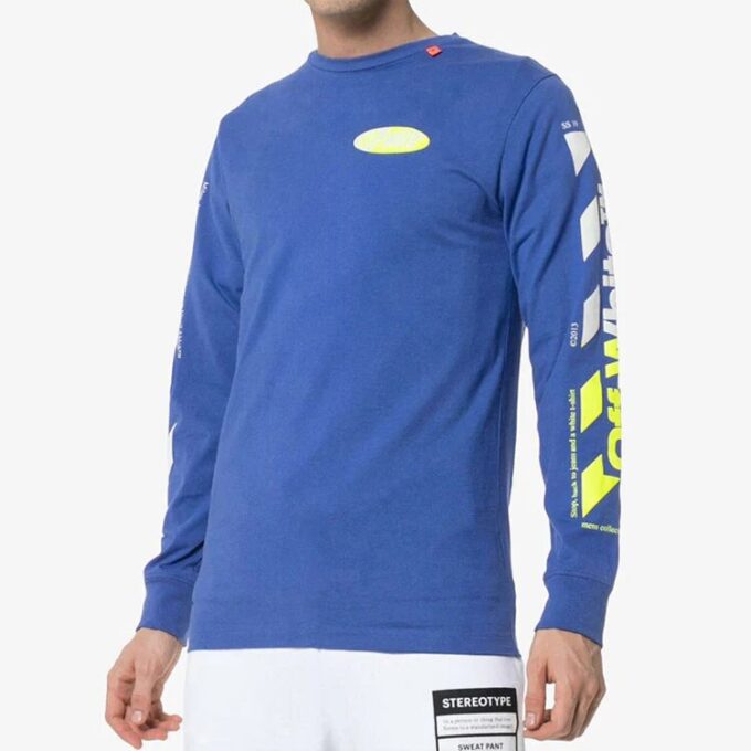 Loose Arrow Long Sleeves Pullover Blue