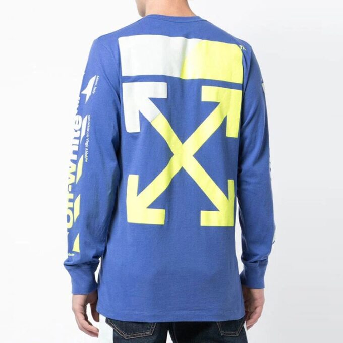 Loose Arrow Long Sleeves Pullover Blue