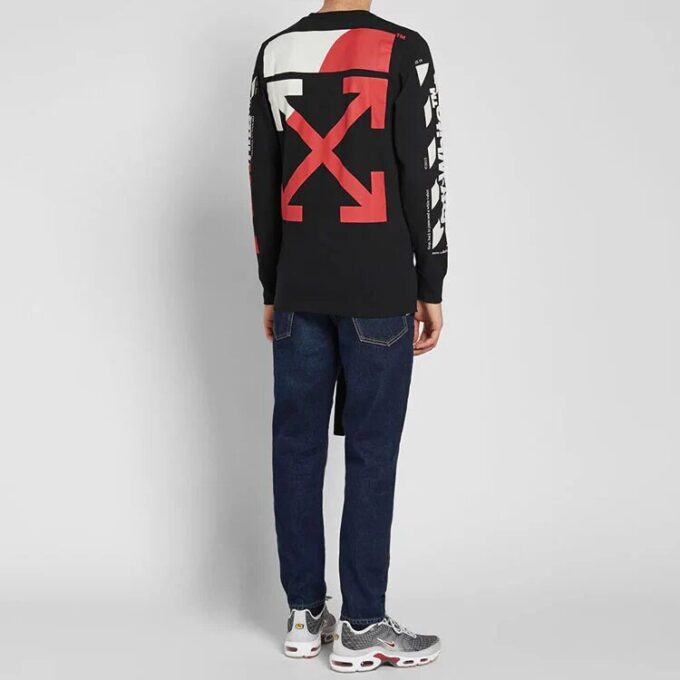 Loose Arrow Long Sleeves Pullover Red/Black