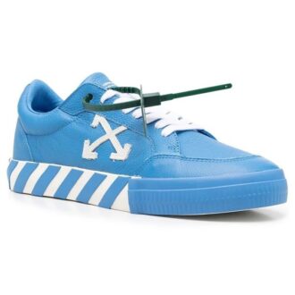 Low Vulcanized Leather Trainers “Blue White Green”