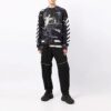 Marble Pattern Pullover Men Black