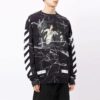Marble Pattern Pullover Men Black