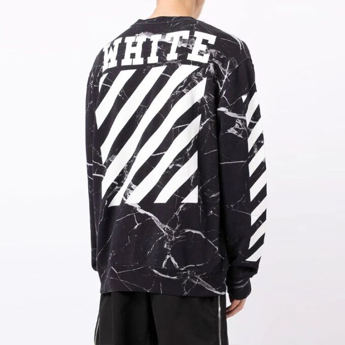 Marble Pattern Pullover Men Black