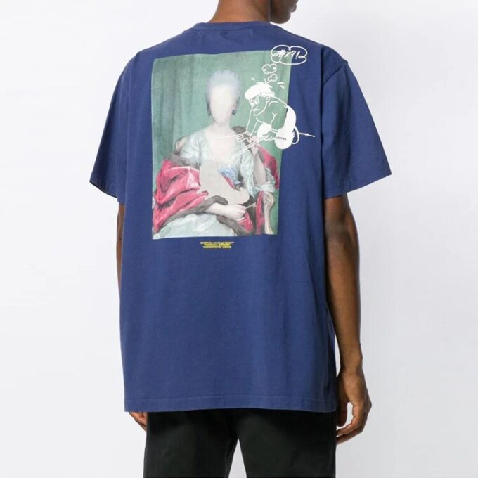 Mariana Painting Applique Short-sleeve Tee Men’ s Blue