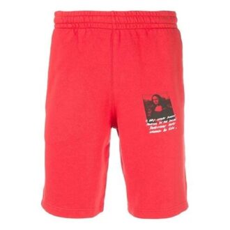 Men’ s Mona Lisa Printed Track Shorts Red