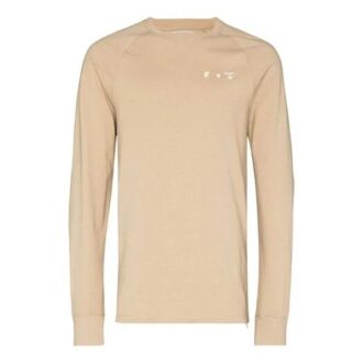 Men’ s Off-White x Browns 50 Crossover Printing Logo Loose Round Neck Long Sleeves Beige